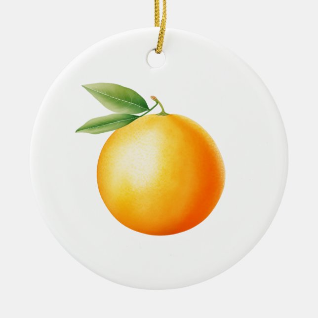 Akvarell Orange Julgransprydnad Keramik (Framsidan)