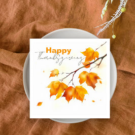 Akvarell Orange Lönnblad Glad Thanksgiving Pappersservett