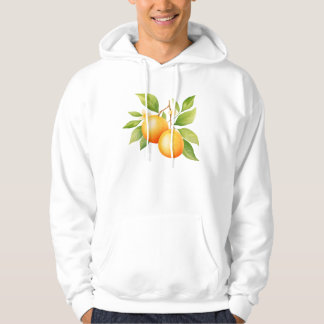Akvarell Orange Med Blomma Hoodie