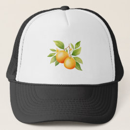 Akvarell Orange Med Blomma Keps