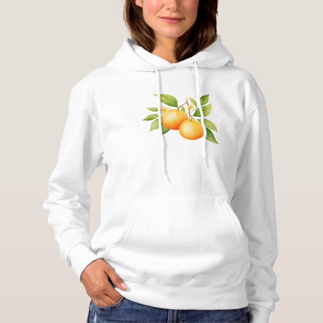Akvarell Orange Med Blomma T Shirt (Framsida)
