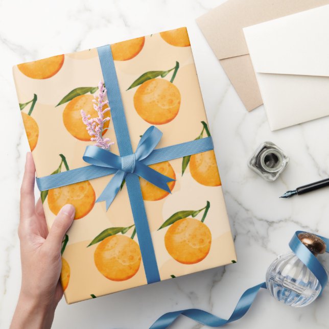 Akvarell Orange Mönster Presentpapper (Gifting)