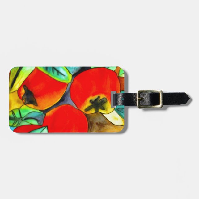 Akvarell original konstnärlig målning av röda äppl bagagebricka (Horisontell Framsida)