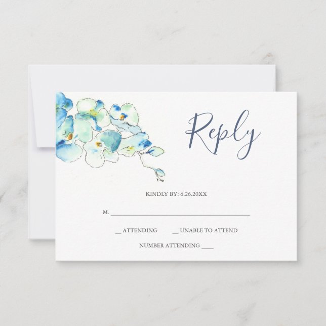 Akvarell Orkidé Blomma RSVP-kort OSA Kort (Framsida)