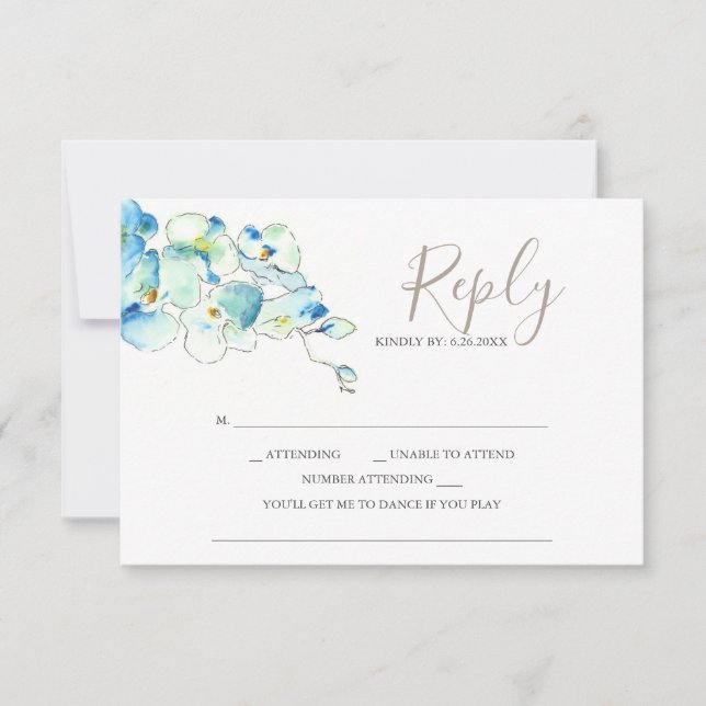 Akvarell Orkidé Blomma Svar RSVP-kort (Framsida)
