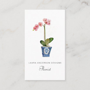 Akvarell orkidéblomma blomsterhandlare visitkort