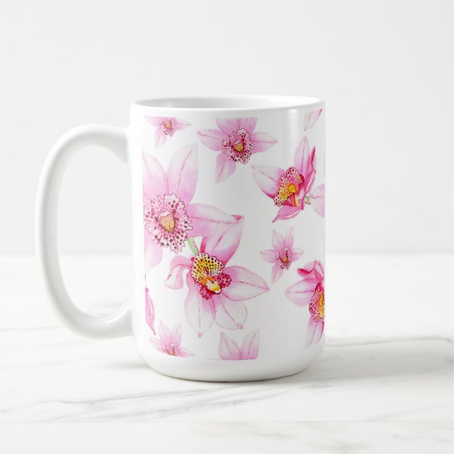 Akvarell Orkidéer Design 15  Kaffemugg (Vänster)