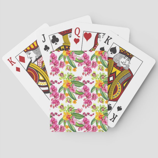 Akvarell Orkidéer Design 18 Casinokort (Baksidan)