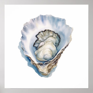 Akvarell Oyster Shell Poster