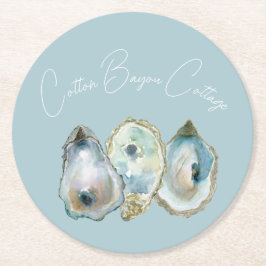 Akvarell Oyster Underlägg Papper Rund
