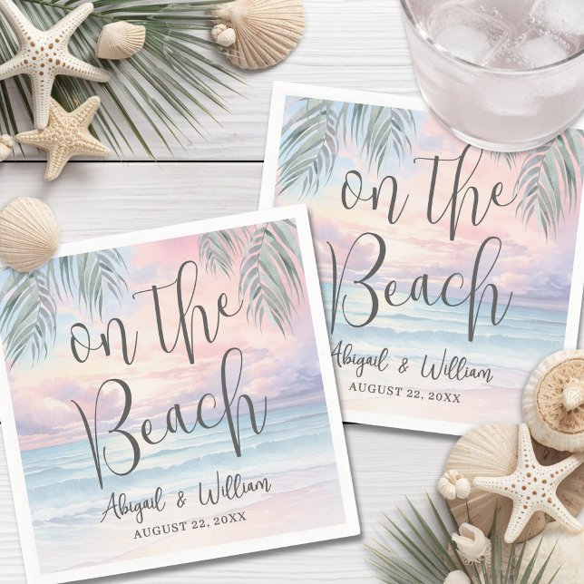 Akvarell på bröllop vid stranden pappersservett (Watercolor On The Beach Wedding Napkins)