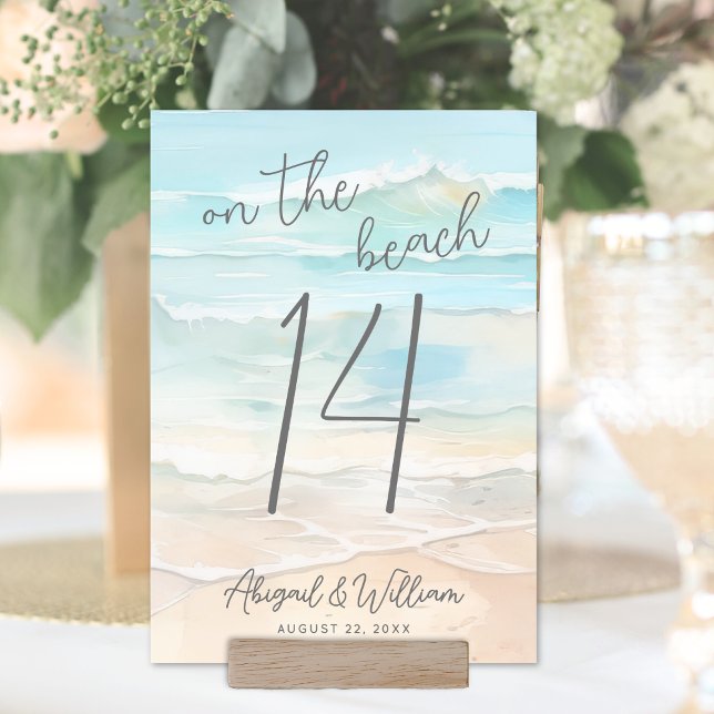 Akvarell på strandbröllop bordsnummer (Watercolor On The Beach Wedding Table Number)