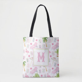 Akvarell Palm Beach Mahjong Monogram Tygkasse