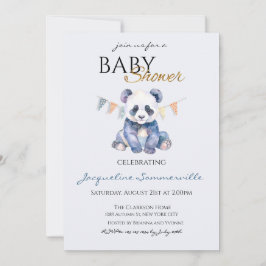 Akvarell Panda björn Baby Shower Inbjudningar