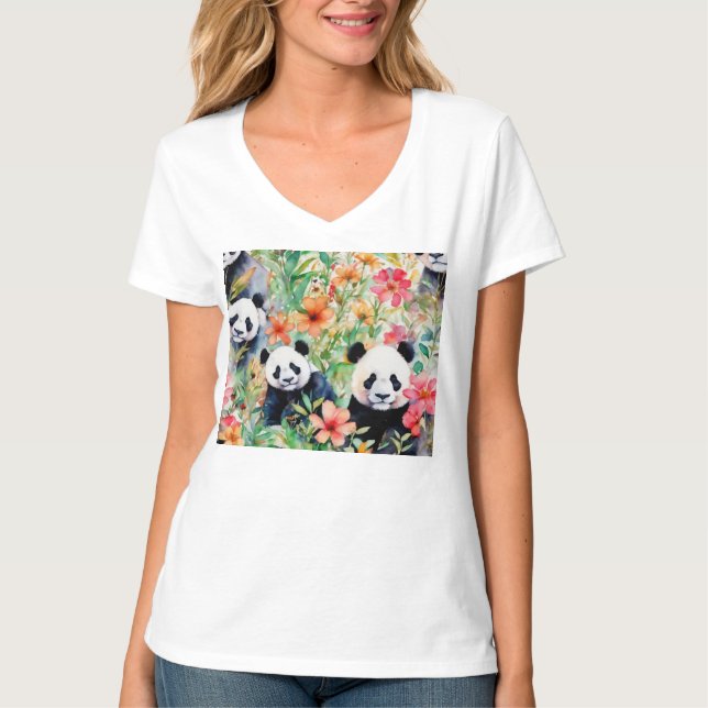 Akvarell Panda Björn T Shirt (Framsida)