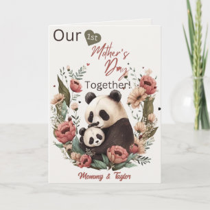 Akvarell Panda och unge, Första Mors dag Kort