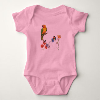akvarell papegoja och fjärilar design t shirt