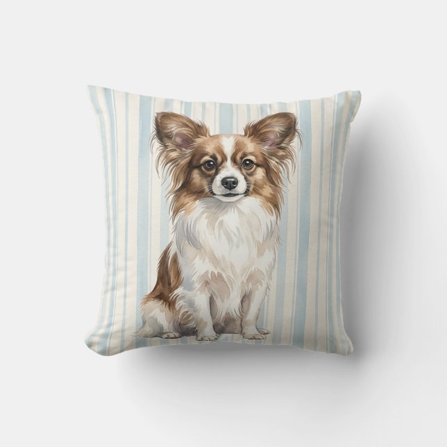 Akvarell Papillon Hund Kudd Kudde (Framsida)