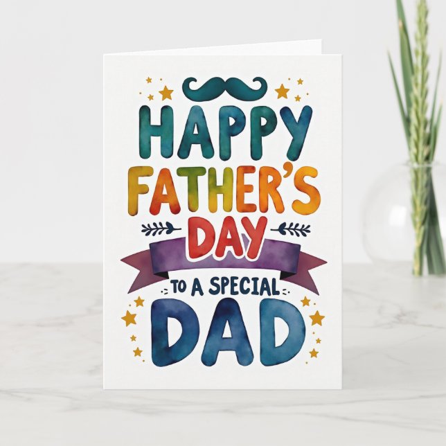 Akvarell Pappa Fars dag-kort Kort (Framsida)