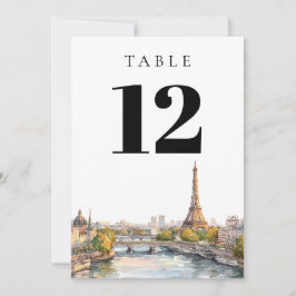 Akvarell Paris Frankrike Bordnummer Inbjudningar