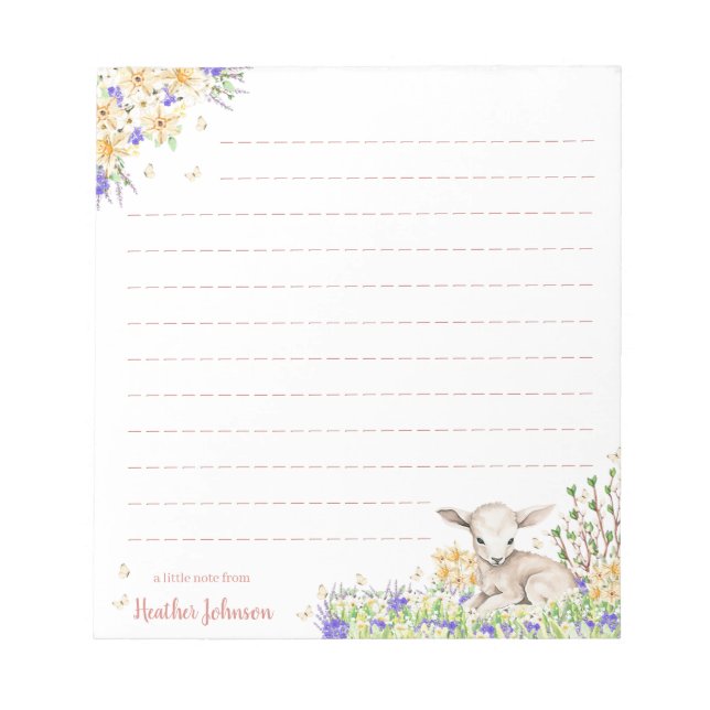 Akvarell Påsk Blommor Lamm  Anteckningsblock (Framsida)