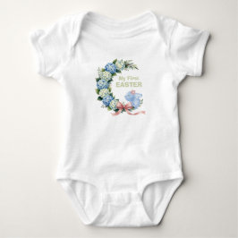 Akvarell Påsk Hydrangea Krans Söt Kanin T Shirt