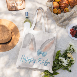 Akvarell Påsk Kaninöron med Blått Band Vår Jumbo Tygkasse