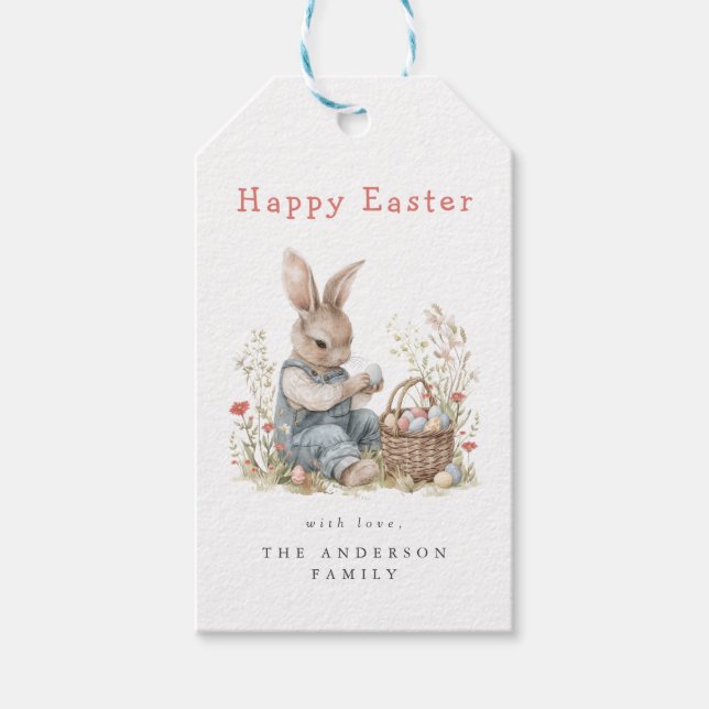Akvarell Påskfest Presentetikett (Framsidan)