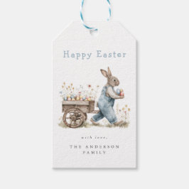 Akvarell Påskharen Äggsökning Presentetikett