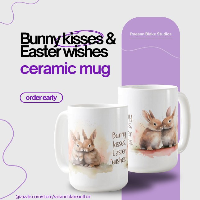 Akvarell Påskharen Kysser Keramikmugg Kaffemugg (Skapare uppladdad)