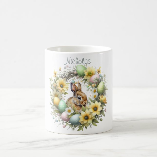 Akvarell Påskharen Personlig Kaffemugg (Center)