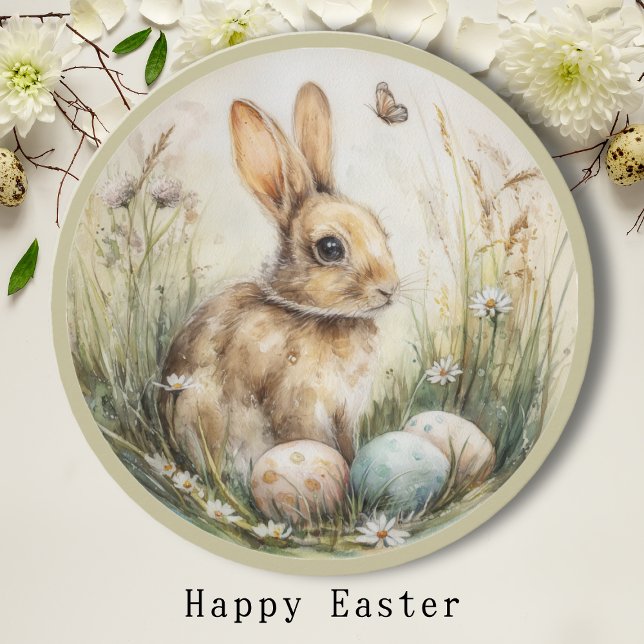 Akvarell Påskkel hare äng vår illustration (Skapare uppladdad)