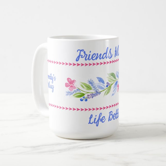 Akvarell Pastell Blommig VARA SNÄLL Kaffemugg (Framsida vänster)