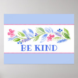 Akvarell Pastell Blommig VARA SNÄLL Poster