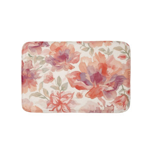 Akvarell Pastell Blommor Ljus Orange Badrumsmatta