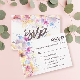 Akvarell Pastell Flerblommig | Val av måltid RSVP Inbjudningar