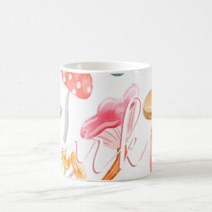 Akvarell Pastell Svampar Kaffemugg