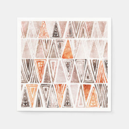 Akvarell Pastell Terrakotta Tribal Trianglar Pappersservett