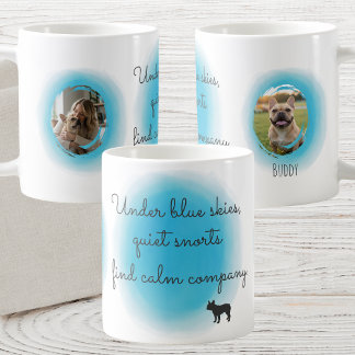 Akvarell Pastellblå Fransk Bulldog - Anpassad Kaffemugg