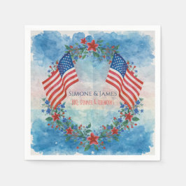 Akvarell Patriotisk Krans 4 Juli Dekor Pappersservett
