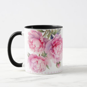 akvarell Peonier blom- och lövverk elegant Mugg