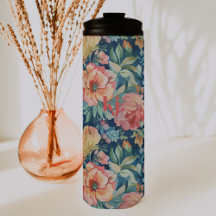 Akvarell Peonies Blommig Monogram