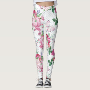akvarell peony,akvarell fjäril leggings