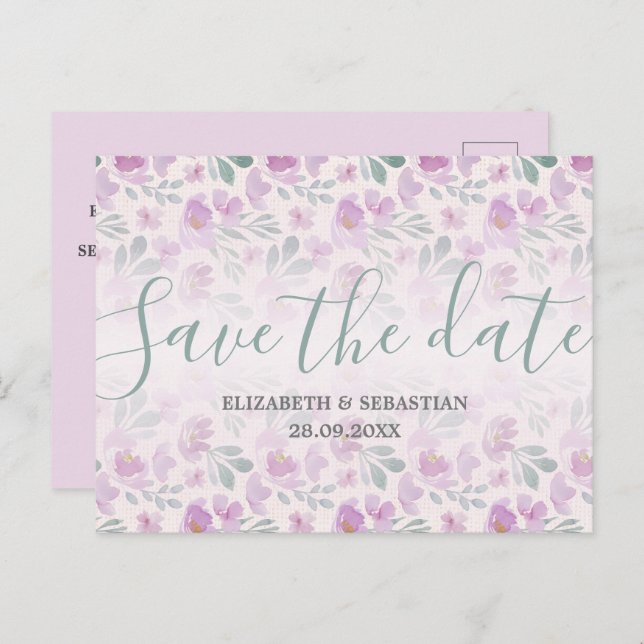 Akvarell Peony Ombre  Meddelande Vykort (Fram/baksida)