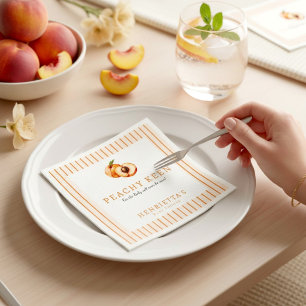 Akvarell-persika 'Peachy Keen' Baby Shower Servett
