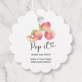 Akvarell persika Poppa när hon poppar baby shower Gåvor Etiketter