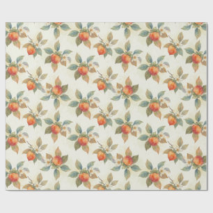 Akvarell Persimon Frukt och Blommor Presentpapper