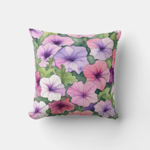 Akvarell petunia blommor kudde