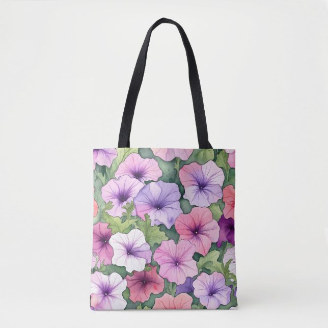 Akvarell petunia blommor tygkasse (Framsida)