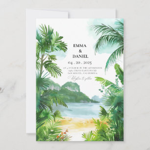 Akvarell Phuket Thailand Tropisk Bröllop Inbjudningar